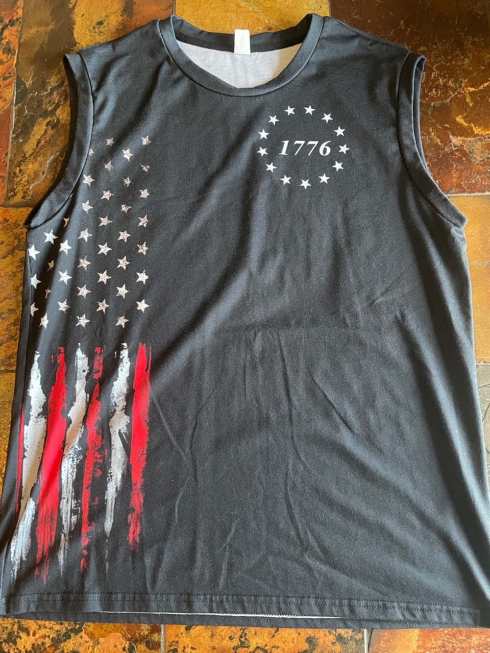 1776 Black and White Crewneck Tank